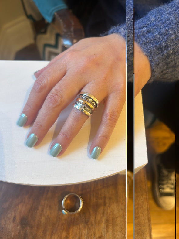 Statement Ring in Sterling Silver and Gold Handmade in Israel