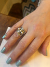 Freshwater Pearl Statement Ring – Textured Sterling Silver & Gold Handmade in Israel