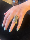 Statement Sterling Silver Ring with Gold and Cubic Zirconia Handmade in Israel