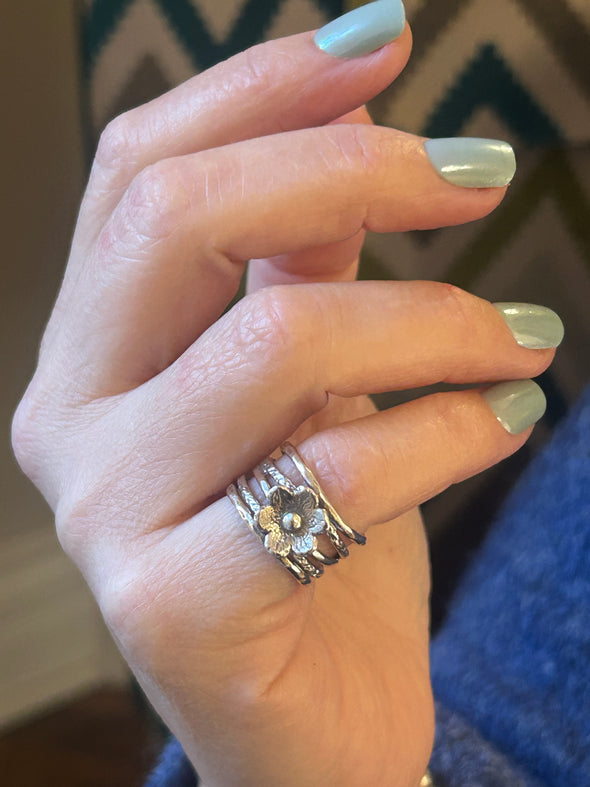 Handmade Sterling Silver Flower Ring – Artisan Jewelry from Israel