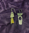 Artisan Three-Tone Statement Earrings – Sterling Silver with Oxidized & Gold-Plated Details, Handmade in Israel