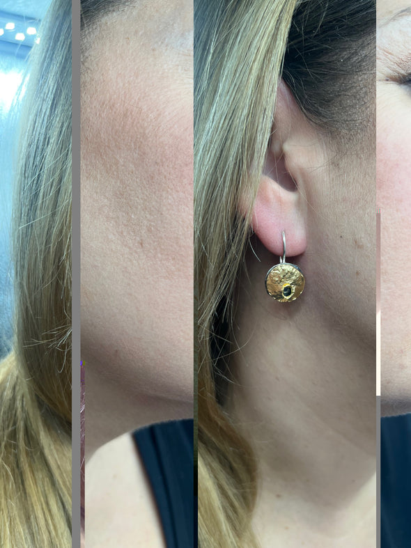 Gold Plated Sterling Silver Textured Round Earrings Handmade in Israel
