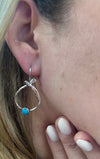Textured Sterling Silver Earrings with Turquoise – Handcrafted Artisan Jewelry from Israel