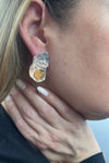 Hammered Sterling Silver Two-Tone Earrings | Handcrafted in Israel