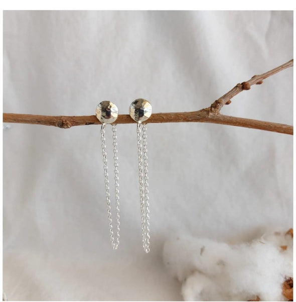 Modern Sterling Silver Chain Earrings – Handcrafted in Israel
