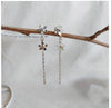 Sterling Silver Chain Earrings with Double Flower – Handmade in Israel