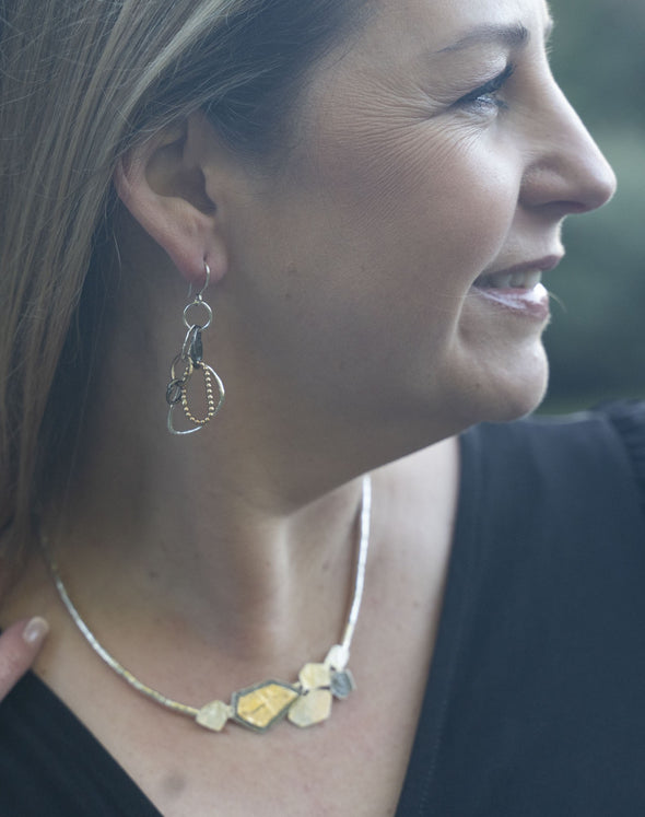 Sterling Silver Three-Tone Textured Necklace – Handcrafted in Israel