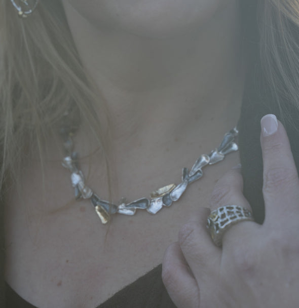 Three Tone Sterling Silver Necklace Handmade in Israel