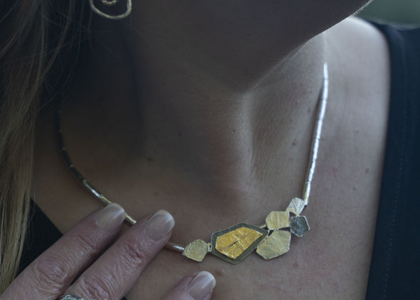 Sterling Silver Three-Tone Textured Necklace – Handcrafted in Israel