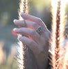 Rough Diamonds and Garnet Ring in Sterling Silver Handmade in Israel