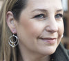 Sterling Silver Round Earrings with Gold Accents handcrafted in Israel