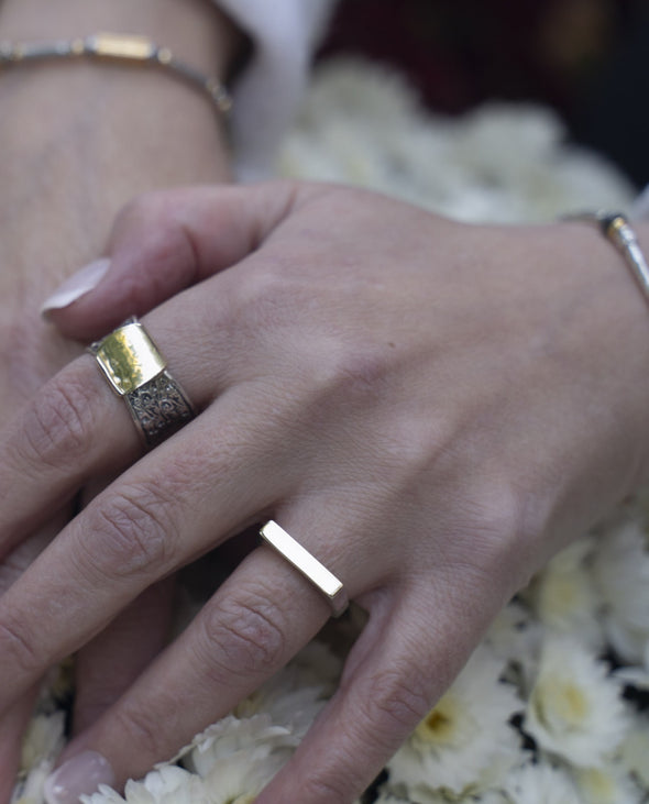 Sterling Silver and Gold Ring- Stackable Ring Handmade in Israel