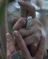 Roman  Glass Ring in Textured Sterling Silver Handmade in Israel
