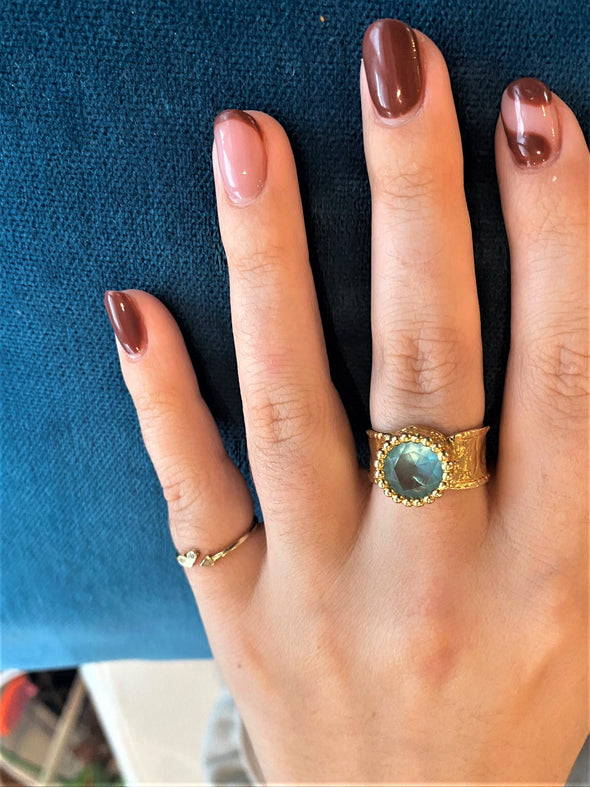 Gold Plated Sterling Silver Ring with Blue Stone