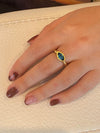 Gold Evil Eye ring with Turquoise Swarovski Crystal