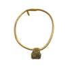 Gold Faux Leather Necklace With Crystal Pendant