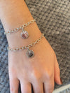 Sterling Silver Bracelet with Pink Charm