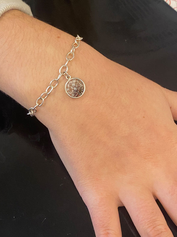 Sterling Silver Bracelet with Hanging Charm