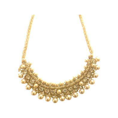 Gold Mesh, Swarovski Crystal and Pearl Necklace