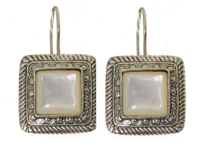 Pink and Square Sterling Silver Earrings - omani online