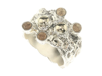 Citrines And Texture Sterling Silver Ring - omani online