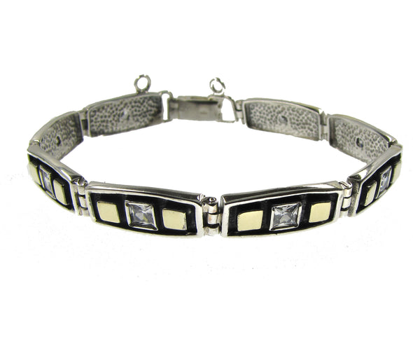 Black and Gold Sterling Silver Bracelet with Cubic Zirconia - omani online