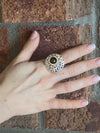 Garnet Statement Ring in Sterling Silver and Gold