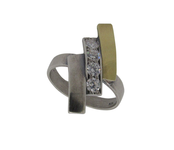 Sterling Silver and Gold Huggie Style Earring