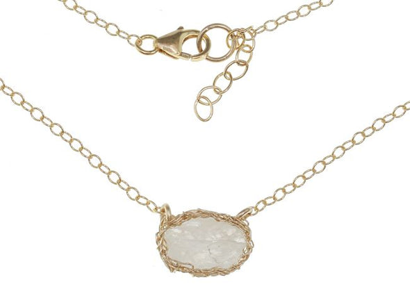 Fly Me to the Moonstone Silver Mesh Necklace - omani online
