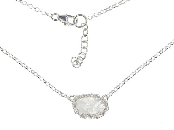 Fly Me to the Moonstone Silver Mesh Necklace - omani online