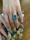 Textured Sterling Silver Ring with Blue Stone