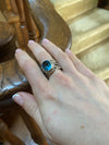 Textured Sterling Silver Ring with Blue Stone