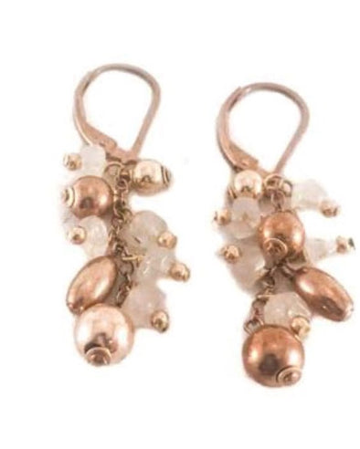 Casade of rose Gold lated Sterling Silver Earrings with Rose Quartz