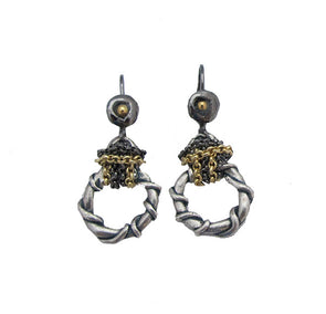 Circle & Chain Earrings - Silver - omani online