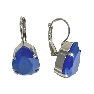 Pear Shape Swarovski Crystal Earrings -Matte Blue