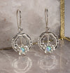 Dainty Sterling Silver Flower Earrings with Blue Opal