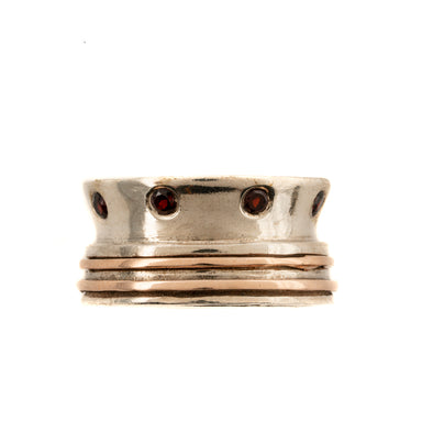 Sterling Silver and Gold Filled Band with Garnets