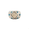 Sterling Silver and Gold Ring with Blue Opals