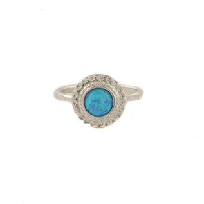 Dainty Blue Opal Sterling Silver Ring