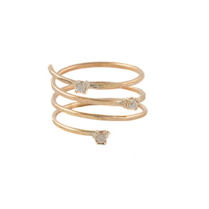 Dainty Goldfilled Spiral Ring with Cubic Zirconia