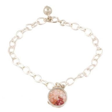 Sterling Silver Bracelet with Pink Charm - omani online