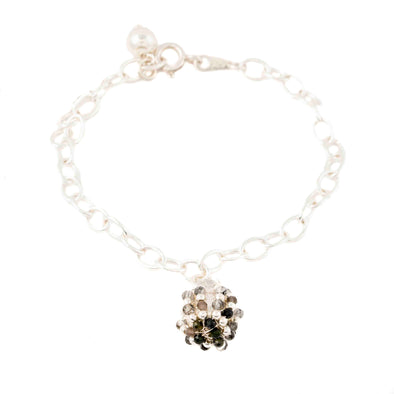 Sterling Silver Link Bracelet with Hanging  Globe Charm - omani online