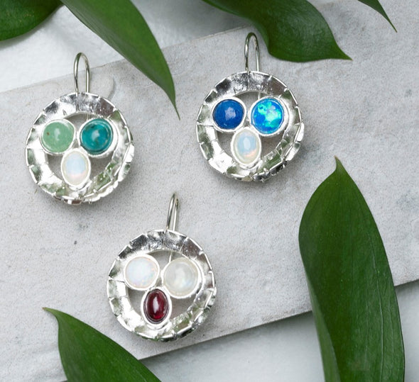 Green Eyed Earrings Sterling Silver Earrings - omani online