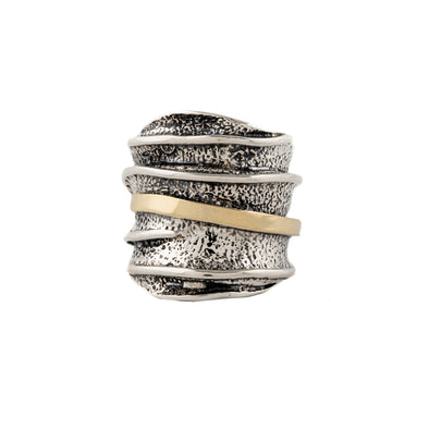 Statement Sterling Silver and Gold Ring