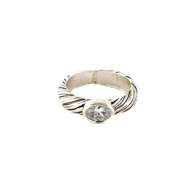 Wedding Band Style Sterling Silver Ring with Cubic Zirconia