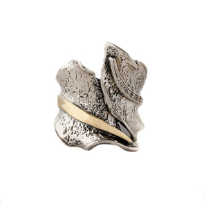 Statement Ring in Textured Silver and Gold
