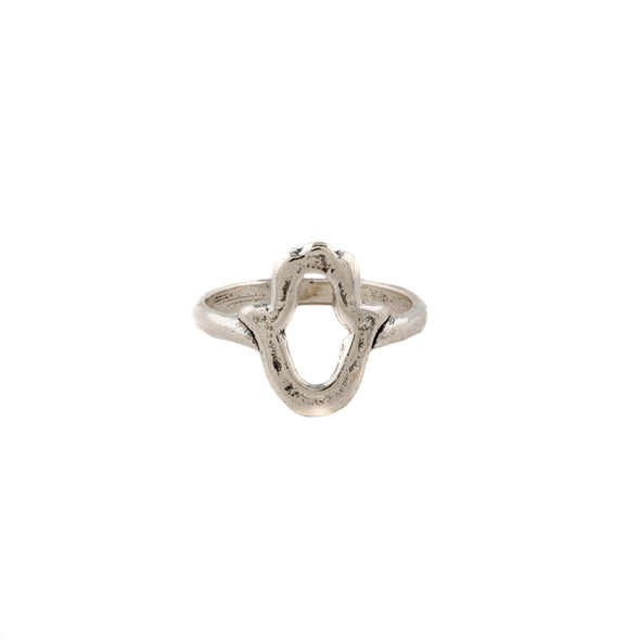 Hamsa Ring in Hammered Sterling Silver