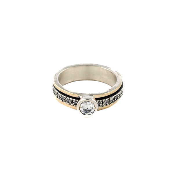 Dainty Spinning Ring in Sterling Silver and Gold - Meditation Engagement Ring