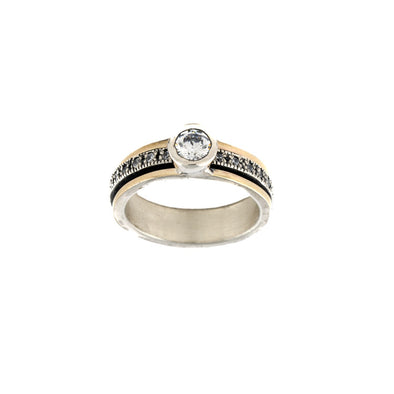 Dainty Spinning Ring in Sterling Silver and Gold - Meditation Engagement Ring