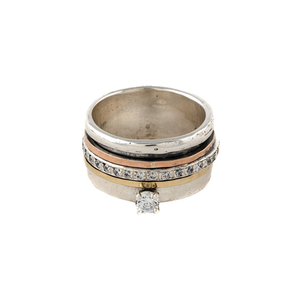 Statement Meditation Ring Sterling Silver Gold